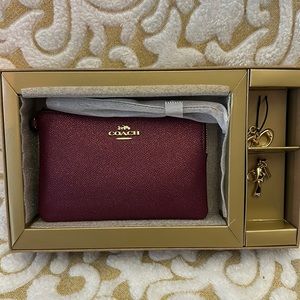 NWT/Boxed Coach Wristlet Black Cherry Glitter